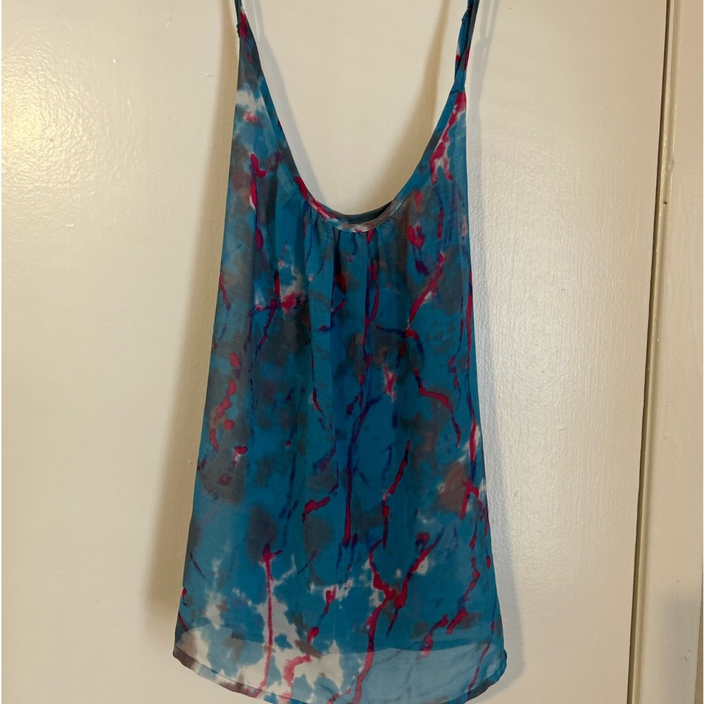 Rory beca Blue and pink cross back tank top blouse